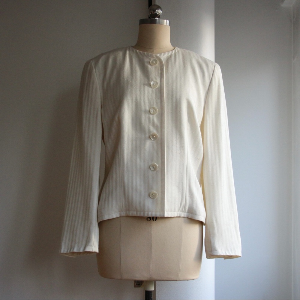 1980's Rare Givenchy Ivory Striped Blazer Jacket